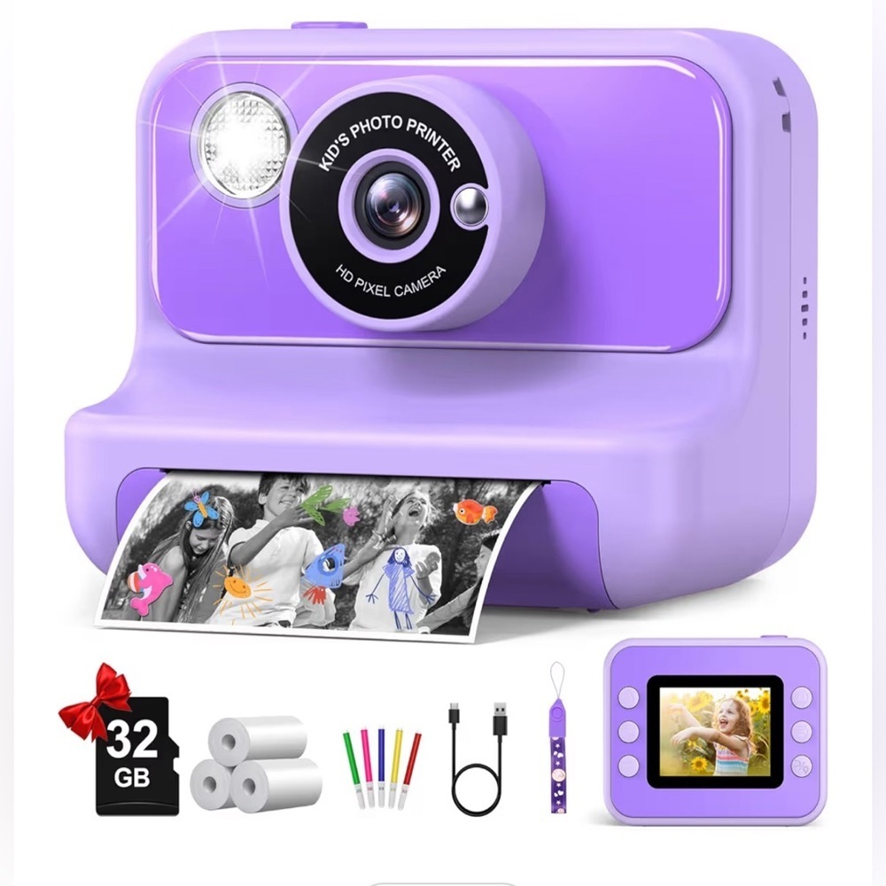 Kids Camera Instant Print, Christmas Birthday Gifts for Girls and Boys, 1080P HD